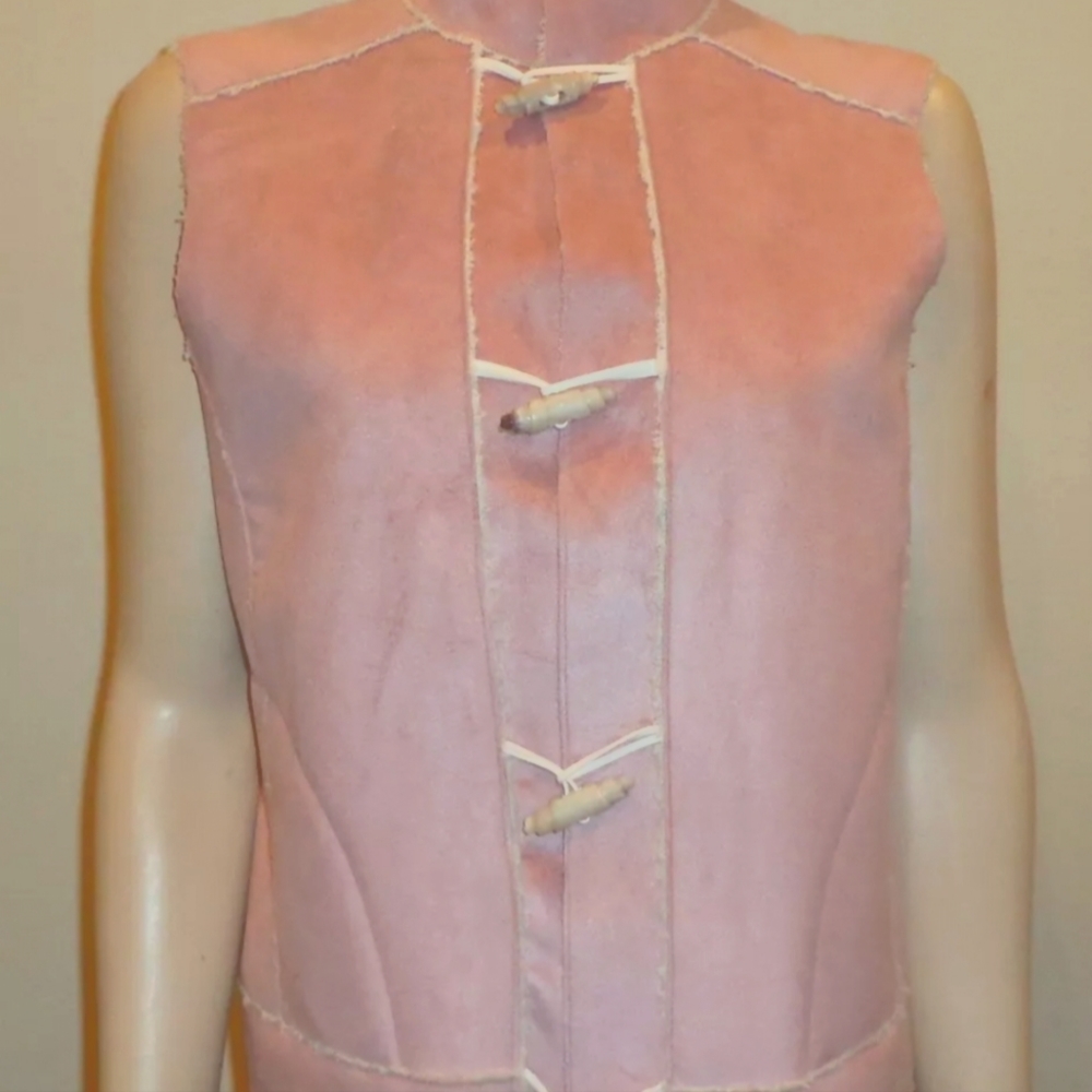 Rebecca Thomas fully lined faux suede pink vest sz S NWT